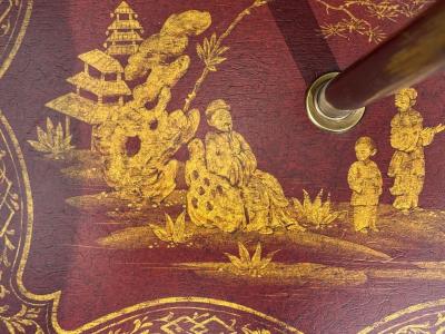 Chinoiserie Red Japanned Floor Lamp Wood Brass