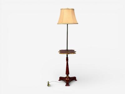 Chinoiserie Red Japanned Floor Lamp Wood Brass
