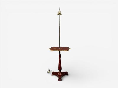 Chinoiserie Red Japanned Floor Lamp Wood Brass