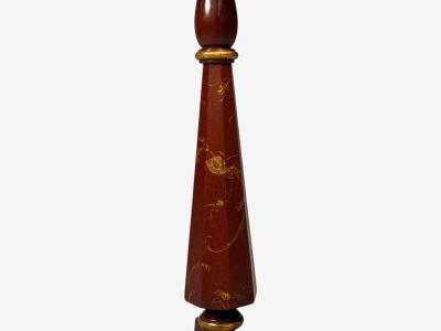 Chinoiserie Red Japanned Floor Lamp Wood Brass