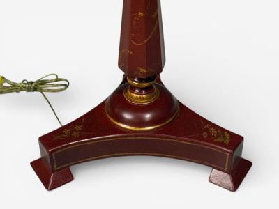 Chinoiserie Red Japanned Floor Lamp Wood Brass