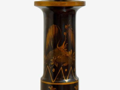 Chinoiserie Style Ebonized Wood Gilt Table Lamps USA 1960s