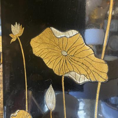 Chinoiseries Red Lacquered Bureau Abattant France XX century