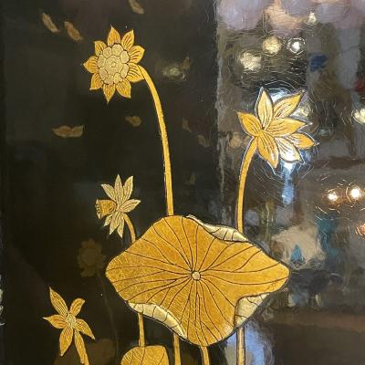 Chinoiseries Red Lacquered Bureau Abattant France XX century