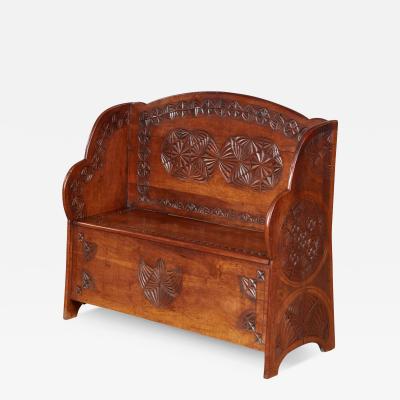 Chip Carved Settle Bench