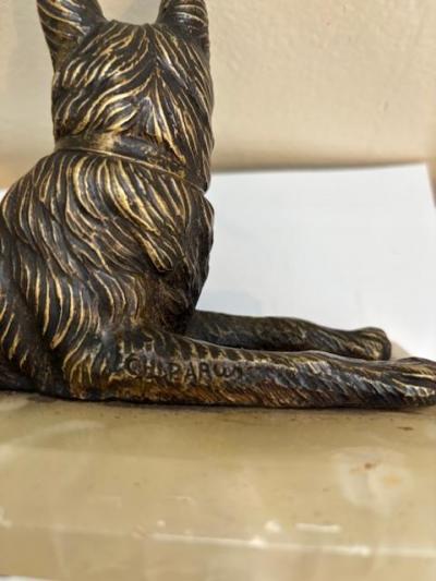 Chiparus Bronze Reclining Dog