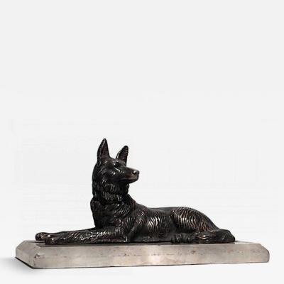 Chiparus Bronze Reclining Dog