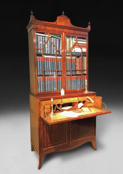 Chippendale Mahogany Secretaire Library Bookcase
