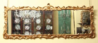 Chippendale Period Carved Giltwood Overmantle Rococo Mirror