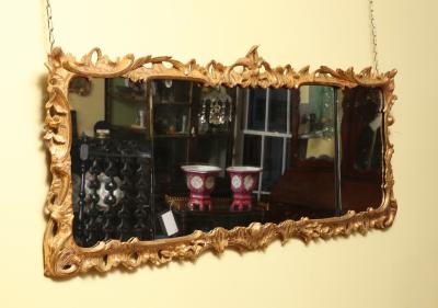 Chippendale Period Carved Giltwood Overmantle Rococo Mirror
