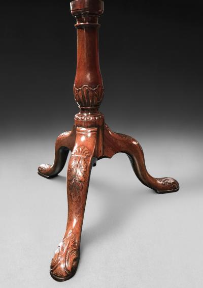 Chippendale Period Carved Mahogany Piecrust Tripod Table