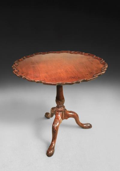 Chippendale Period Carved Mahogany Piecrust Tripod Table
