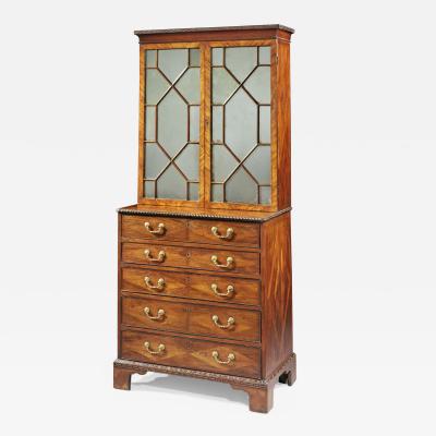 Chippendale Period Parquetry Secr taire Bookcase