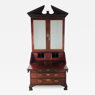 Chippendale Slant Front Secretary Bookcase in Mahogany England circa 1770