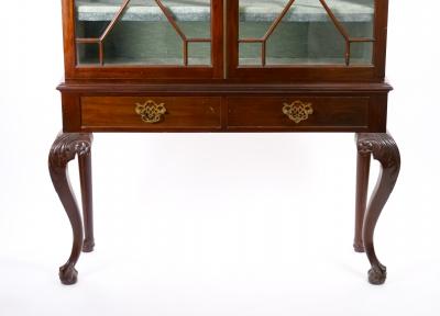 Chippendale Style 19th Century Mahogany Two Part Bookcase Cabinet on Stand