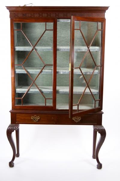 Chippendale Style 19th Century Mahogany Two Part Bookcase Cabinet on Stand