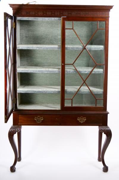 Chippendale Style 19th Century Mahogany Two Part Bookcase Cabinet on Stand
