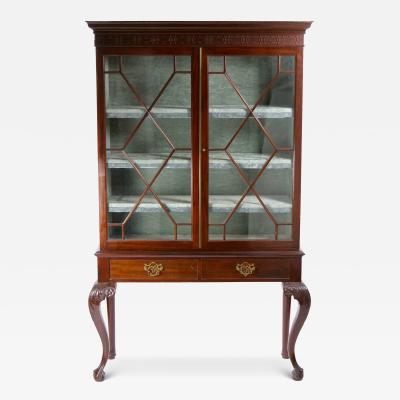 Chippendale Style 19th Century Mahogany Two Part Bookcase Cabinet on Stand