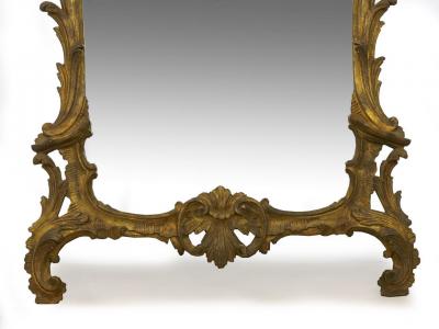Chippendale Style Carved Giltwood Antique Pier Mirror 19th Century
