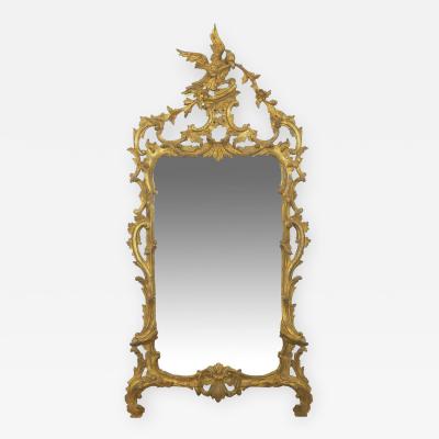 Chippendale Style Carved Giltwood Antique Pier Mirror 19th Century