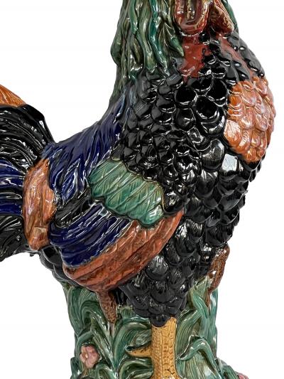 Choisy le Roi Large French Polychromed Ceramic Rooster in the Manner of Choisy le Roi