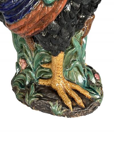 Choisy le Roi Large French Polychromed Ceramic Rooster in the Manner of Choisy le Roi