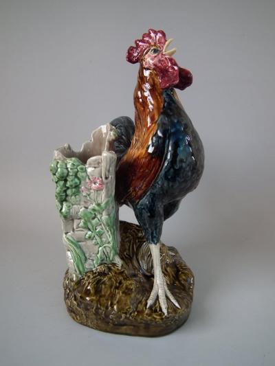 Choisy le Roi Majolica Rooster Cockerel Vase by Louis Carrier Belleuse