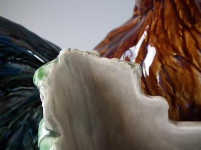 Choisy le Roi Majolica Rooster Cockerel Vase by Louis Carrier Belleuse