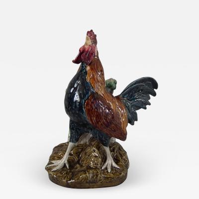 Choisy le Roi Majolica Rooster Cockerel Vase by Louis Carrier Belleuse