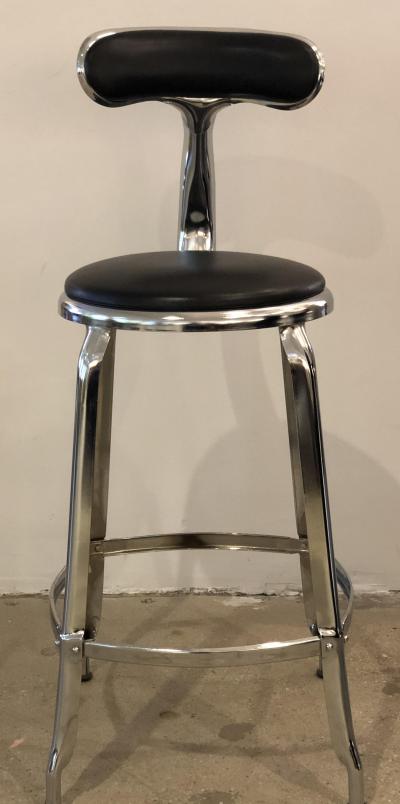 Chorme Plated Counter Height Nicolle Stool with Leather Upholstery