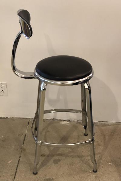 Chorme Plated Counter Height Nicolle Stool with Leather Upholstery