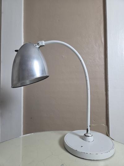 Christian Dell 1950s Mid Century German Hala Zeeland Model 110 White Polished Aluminum Lamp