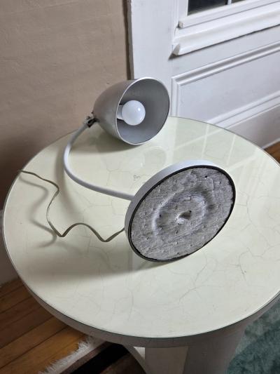 Christian Dell 1950s Mid Century German Hala Zeeland Model 110 White Polished Aluminum Lamp