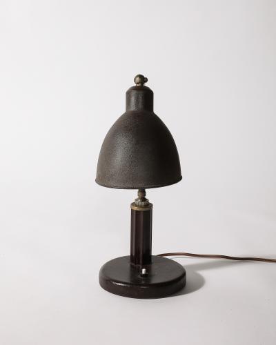 Christian Dell Enameled Metal and Bakelite Table Lamp by Christian Dell Germany c 1930