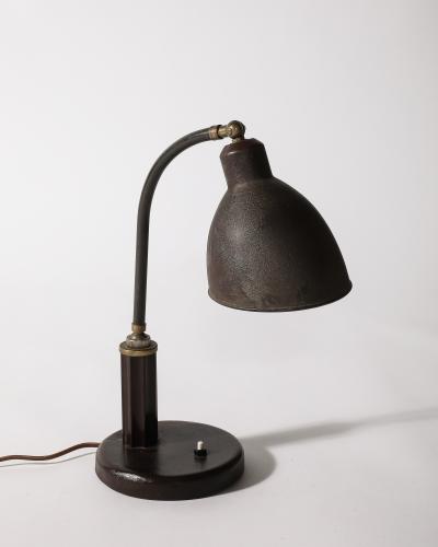 Christian Dell Enameled Metal and Bakelite Table Lamp by Christian Dell Germany c 1930