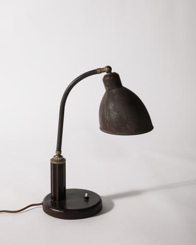 Christian Dell Enameled Metal and Bakelite Table Lamp by Christian Dell Germany c 1930