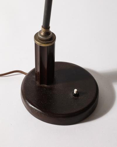 Christian Dell Enameled Metal and Bakelite Table Lamp by Christian Dell Germany c 1930
