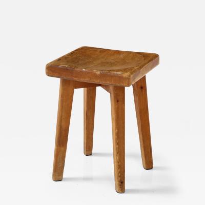 Christian Durupt Carved Pine Stool by Christian Durupt
