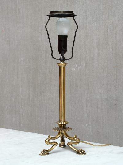 Christian Gottlieb Vilhelm Bissen Pair of Vilhelm Bissen Attributed Brass Lamps with Lion s Paw Feet Denmark