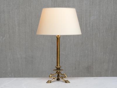 Christian Gottlieb Vilhelm Bissen Pair of Vilhelm Bissen Attributed Brass Lamps with Lion s Paw Feet Denmark
