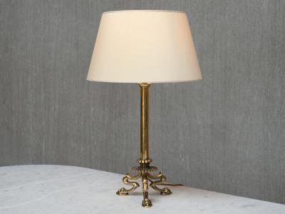 Christian Gottlieb Vilhelm Bissen Pair of Vilhelm Bissen Attributed Brass Lamps with Lion s Paw Feet Denmark
