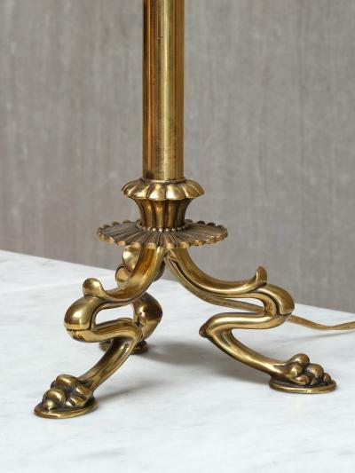 Christian Gottlieb Vilhelm Bissen Pair of Vilhelm Bissen Attributed Brass Lamps with Lion s Paw Feet Denmark