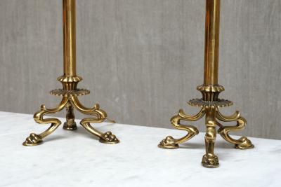 Christian Gottlieb Vilhelm Bissen Pair of Vilhelm Bissen Attributed Brass Lamps with Lion s Paw Feet Denmark