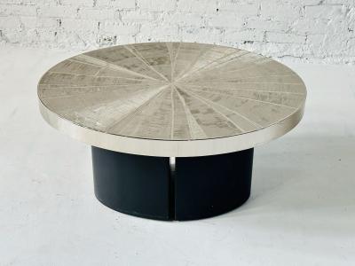 Christian Heckscher Christian Heckscher Etched Nickel Side End Table Signed Belgium 1980