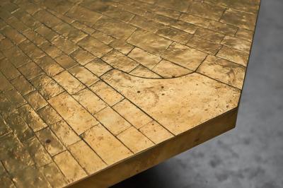 Christian Krekels Christian Krekels Art Coffee Table in Inlaid Brass and Agate Belgium 1989