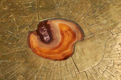 Christian Krekels Christian Krekels Art Coffee Table in Inlaid Brass and Agate Belgium 1989