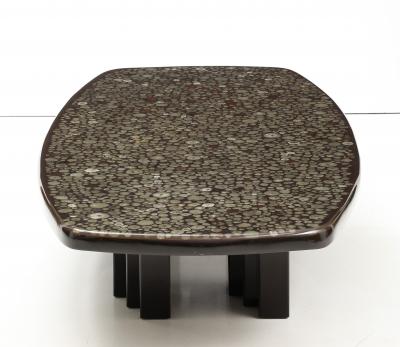 Christian Krekels Christian Krekels Black Rectangular Coffee Table Inlaid With Minerals