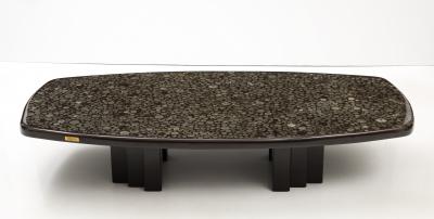 Christian Krekels Christian Krekels Black Rectangular Coffee Table Inlaid With Minerals