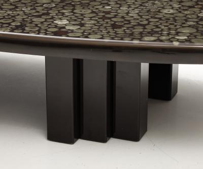 Christian Krekels Christian Krekels Black Rectangular Coffee Table Inlaid With Minerals