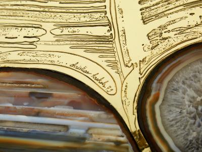 Christian Krekels Christian Krekels signed Belgian Etched brass Agate Coffee Table 1979